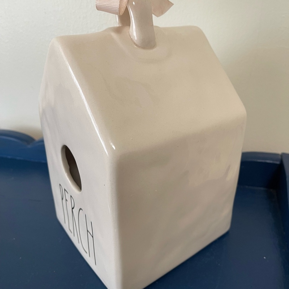 Rae Dunn Cream Birdhouse with Pink Ribbon - Picture 3 of 4